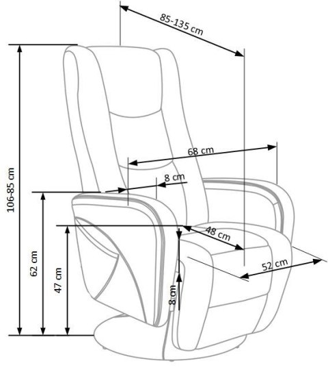 PULSAR recliner z funkcją masażu popielaty