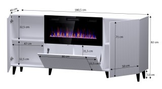 PAFOS KOMODA EF 180 CZARNY MAT/ CZARNY MAT ( Z MOŻLIWOŚCIĄ MONTAŻU KOMINKA )