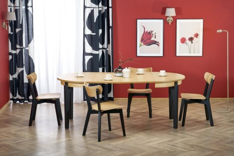 SORBUS stół rozkładany, blat - dąb naturalny, nogi - czarne