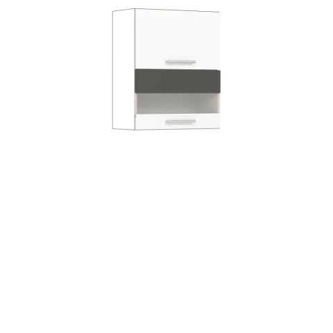 Modena MD08 G60W - szafka górna witryna 60 cm, korpus + front - Biały Połysk / Grafit