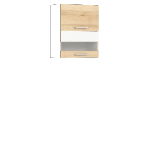 Modena MD08 G60W - szafka górna witryna 60 cm, korpus + front - Buk / Biały Połysk