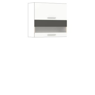Modena MD09 G80W - szafka górna witryna 80 cm, korpus + front - Biały Połysk / Grafit
