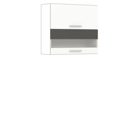 Modena MD09 G80W - szafka górna witryna 80 cm, korpus + front - Biały Połysk / Grafit