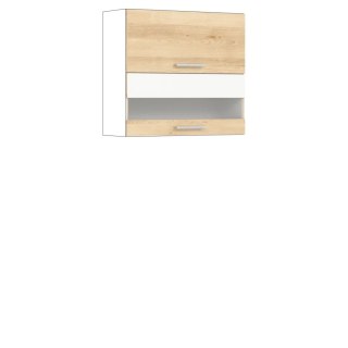 Modena MD09 G80W - szafka górna witryna 80 cm, korpus + front - Buk / Biały Połysk