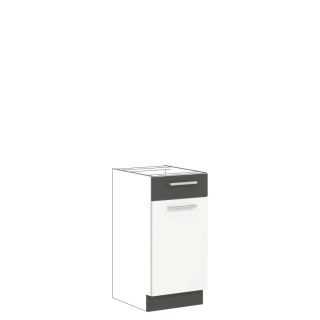 Modena MD13 D40S1 - szafka dolna 40 cm z szufladą, korpus + front - Biały Połysk / Grafit