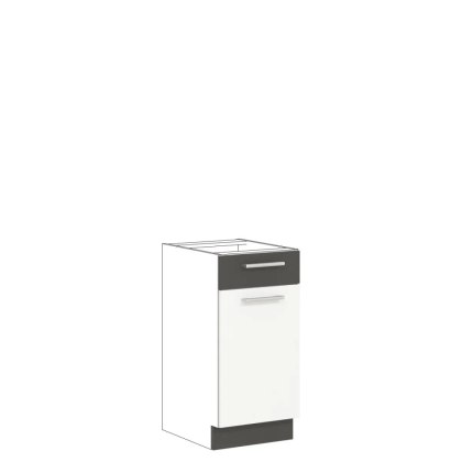 Modena MD13 D40S1 - szafka dolna 40 cm z szufladą, korpus + front - Biały Połysk / Grafit