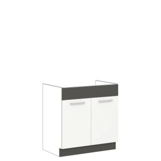 Modena MD19 D80Z - szafka dolna pod zlewozmywak 80 cm, korpus + front - Biały Połysk / Grafit