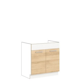 Modena MD19 D80Z - szafka dolna pod zlewozmywak 80 cm, korpus + front - Buk / Biały Połysk