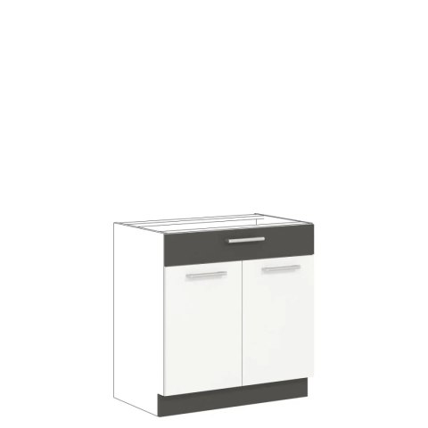 Modena MD20 D80S1 - szafka dolna 80 cm z szufladą, korpus + front - Biały Połysk / Grafit