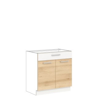 Modena MD20 D80S1 - szafka dolna 80 cm z szufladą, korpus + front - Buk / Biały Połysk