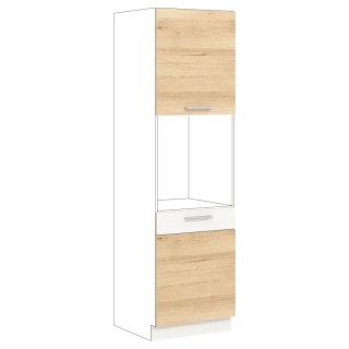 Modena MD29 D60P - wysoki słupek pod piekarnik 60 cm, korpus + front - Buk / Biały Połysk