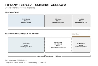Zestaw kuchenny tiffany 180 cm - biały połysk / szary połysk