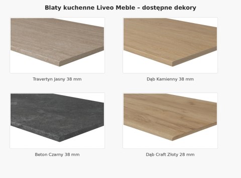 Blat kuchenny Liveo Beton Czarny 38 mm - 50 × 60 cm