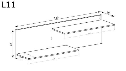 Livinio L-11 podwójna półka ścienna 120 cm Ribbeck biały połysk