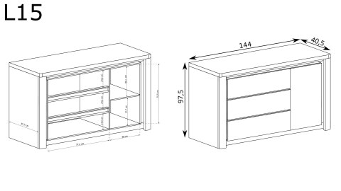 Livinio L-15 komoda 144 cm z szufladami i szafką