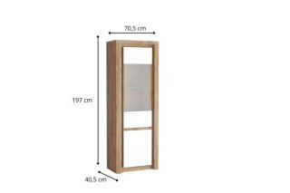 Livinio L-4 wysoka witryna 70,5 cm Ribbeck biały połysk LED