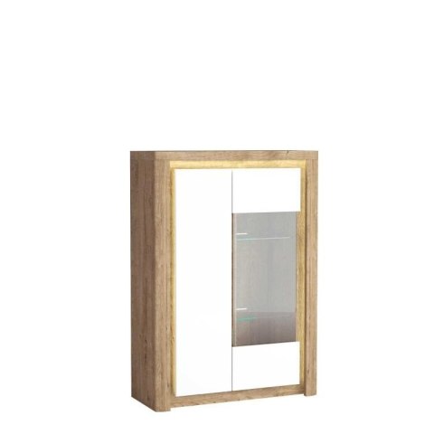 Livinio L-5 szeroka witryna 100 cm Ribbeck biały połysk LED