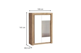 Livinio L-5 szeroka witryna 100 cm Ribbeck biały połysk LED