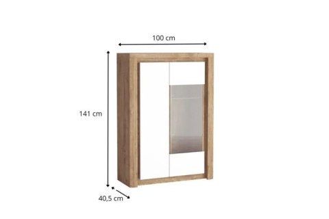 Livinio L-5 szeroka witryna 100 cm Ribbeck biały połysk LED