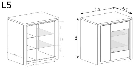 Livinio L-5 szeroka witryna 100 cm Ribbeck biały połysk LED