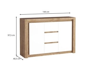 Livinio L-7 komoda 144 cm z trzema szufladami i szafkami