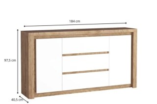 Livinio L-8 duża komoda 184 cm Ribbeck biały połysk