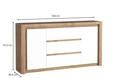 Livinio L-8 duża komoda 184 cm Ribbeck biały połysk