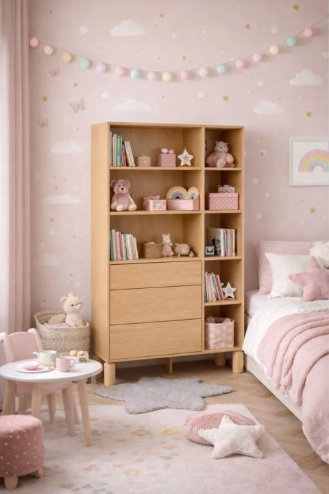 Regał Sanden SN-8 110 × 197 cm - Dąb Bookmatch