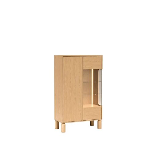 Witryna Sanden SN-3 89 cm - Dąb Bookmatch, opcja LED