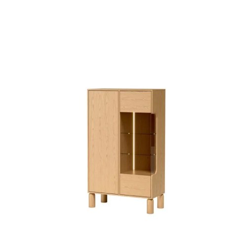 Witryna Sanden SN-3 89 cm - Dąb Bookmatch, opcja LED