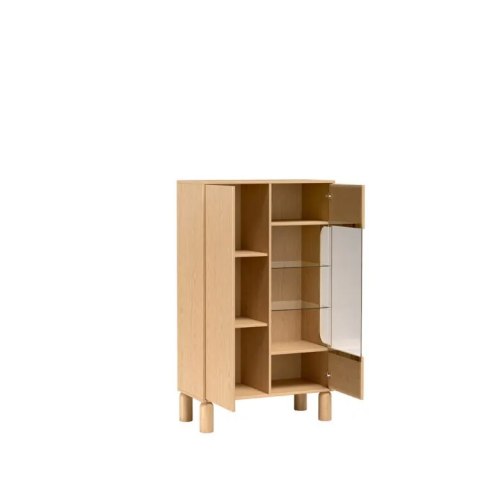 Witryna Sanden SN-3 89 cm - Dąb Bookmatch, opcja LED