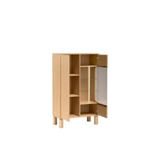 Witryna Sanden SN-3 89 cm - Dąb Bookmatch, opcja LED