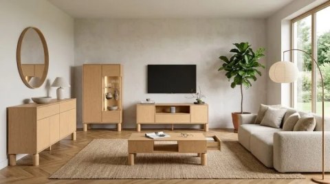 Witryna Sanden SN-3 89 cm - Dąb Bookmatch, opcja LED