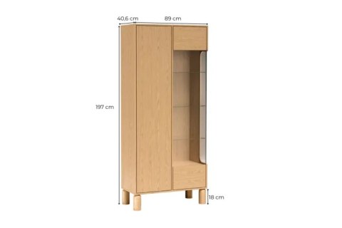 Witryna Sanden SN-4 89 × 197 cm - Dąb Bookmatch, opcja LED