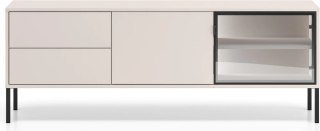 Barnee 04-002 szafka rtv z dymionym szkłem i LED - kaszmir z czarnymi detalami