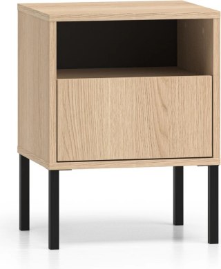 Barnee 05-001 szafka nocna - dąb Lindberg z czarnymi detalami