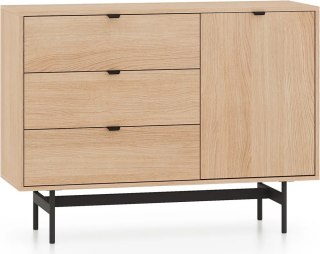 Reynos 04 komoda - dąb Mavelie z czarnymi detalami