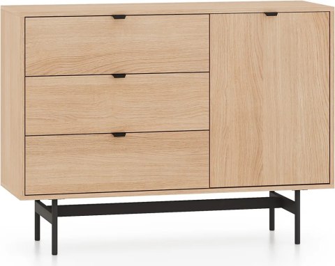 Reynos 04 komoda - dąb Mavelie z czarnymi detalami