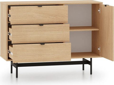 Reynos 04 komoda - dąb Mavelie z czarnymi detalami
