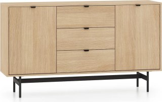 Reynos 05 komoda szeroka - dąb Mavelie z czarnymi detalami