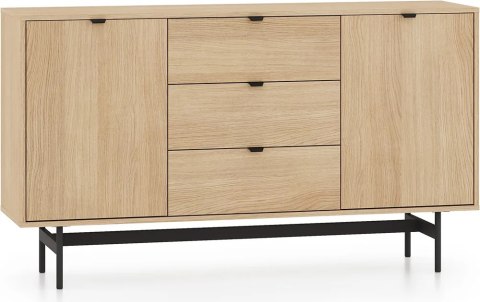 Reynos 05 komoda szeroka - dąb Mavelie z czarnymi detalami