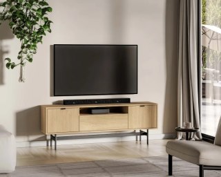 Reynos 06 szafka rtv - dąb Mavelie z czarnymi detalami