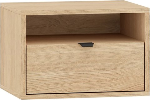 Reynos 08 wisząca szafka nocna - dąb Mavelie z czarnymi detalami