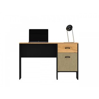 Biurko z szafką i szufladą COLT 07 - dąb Craft złoty / czarny / stal premium