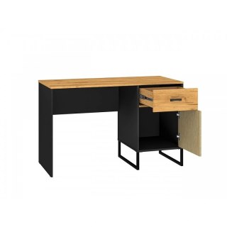 Biurko z szafką i szufladą COLT 07 - dąb Craft złoty / czarny / stal premium