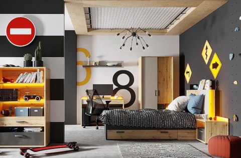 Regał młodzieżowy Qubic QB-06 z dwiema szufladami i LED