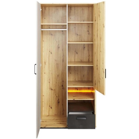 Szafa dwudrzwiowa Qubic QB-03 z szufladą i LED