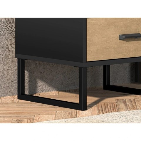 Szafka nocna z szufladą COLT 08 - dąb Craft złoty / czarny / stal premium