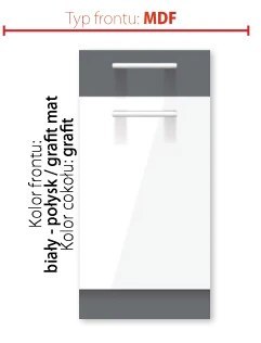 Kuchnia Modena 220 cm z blatem - Biały połysk / grafit mat