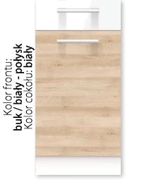 Kuchnia Modena 220 cm z blatem - Buk / biały połysk